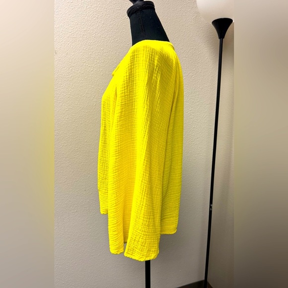 Scoop Vibrant yellow Tie Front Relaxed Blouse size large - Picture 3 of 8